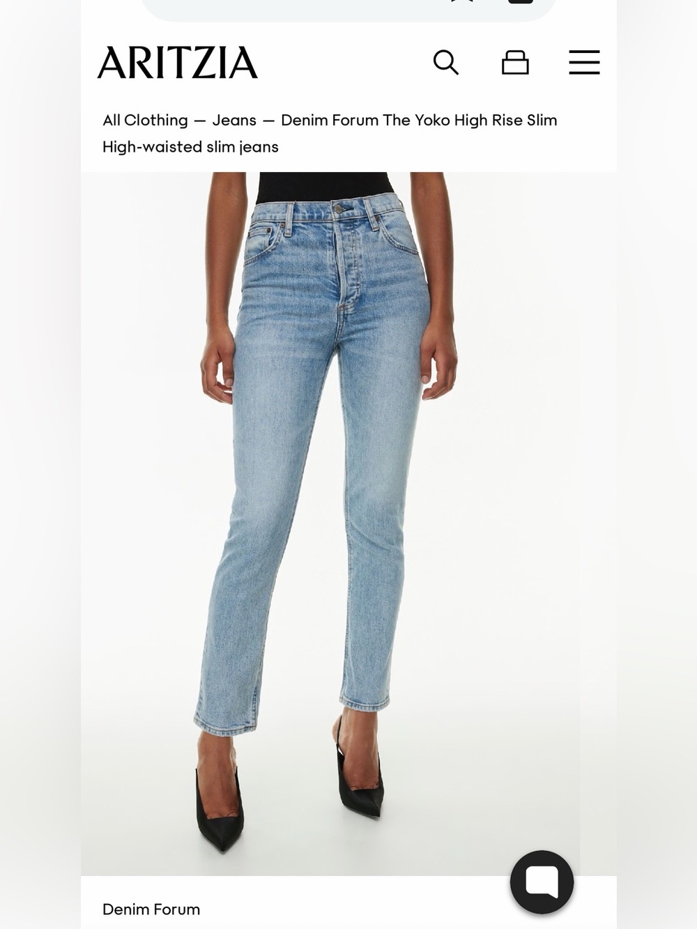 ARITZIA Denim Forum High-Rise Jeans in Light Blue Wash